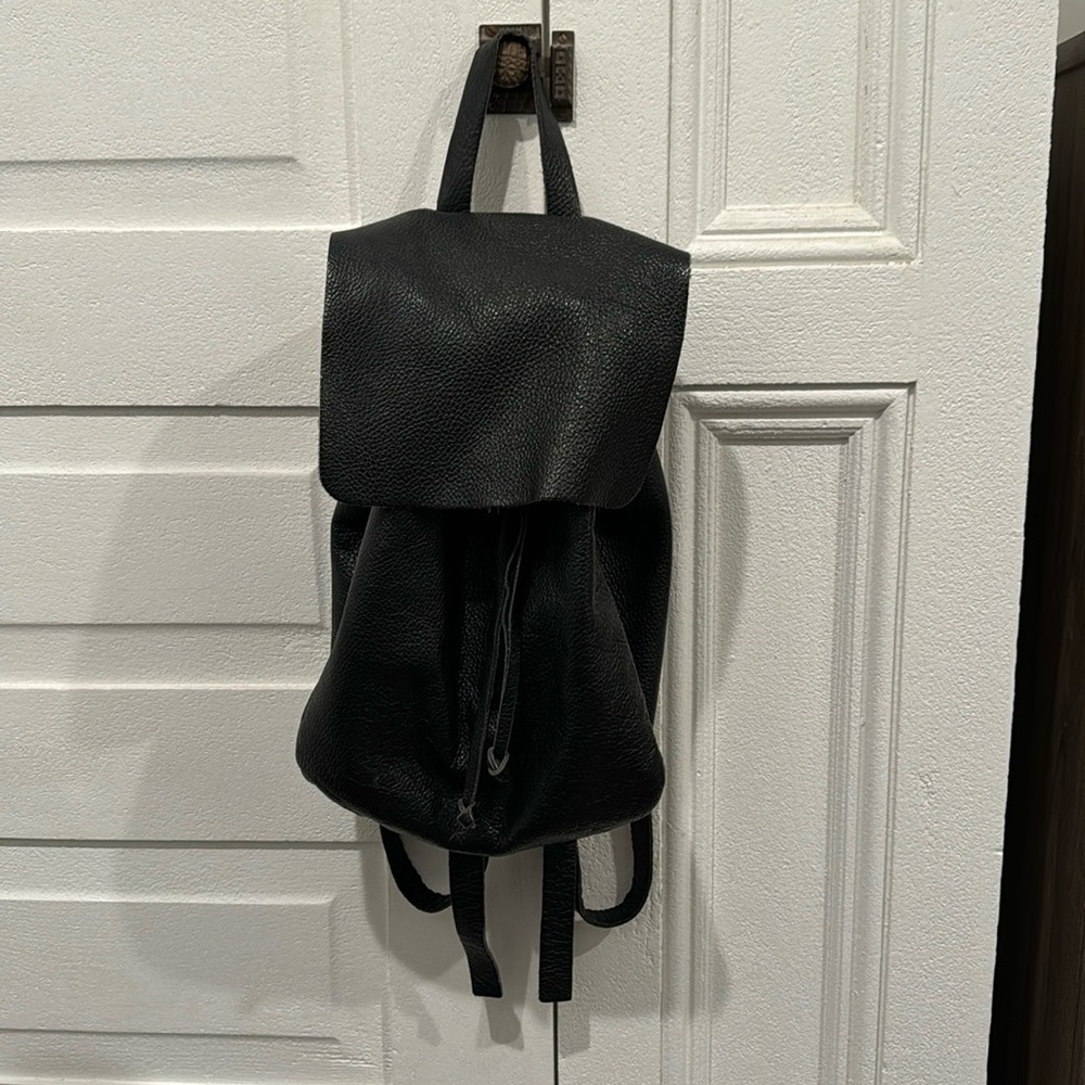 Black leather backpack purse